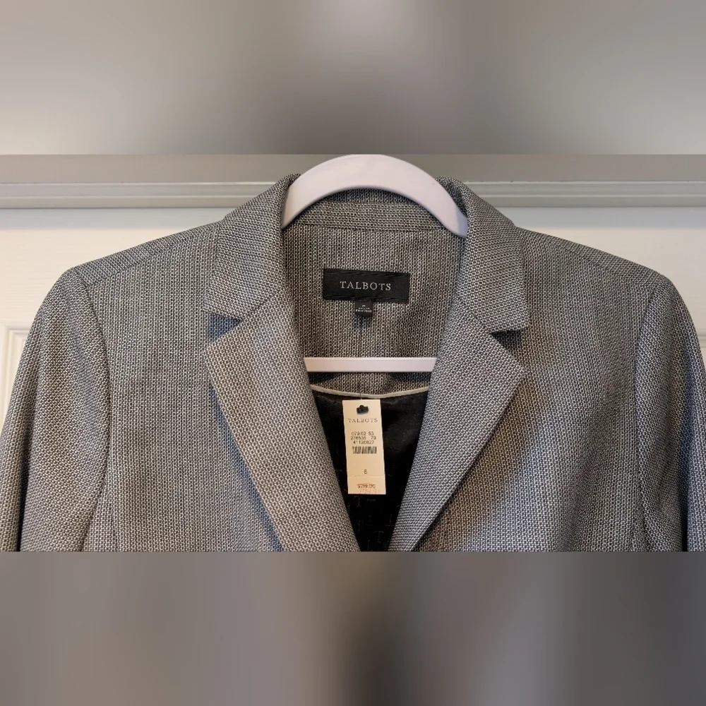 Talbots NWT $219 Women's Gray Wool Polyester Blend Blazer Size 6 NEW!